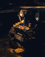 A jeep that is stuck in the mud
