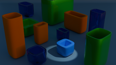 A bunch of different colored objects sitting on a table