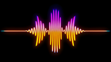 A colorful sound wave on a black background