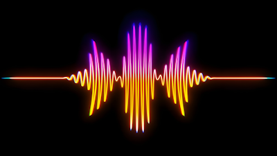 A colorful sound wave on a black background