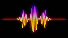 A colorful sound wave on a black background