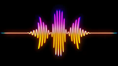A colorful sound wave on a black background