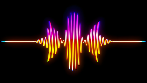 A colorful sound wave on a black background