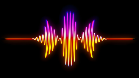 A colorful sound wave on a black background