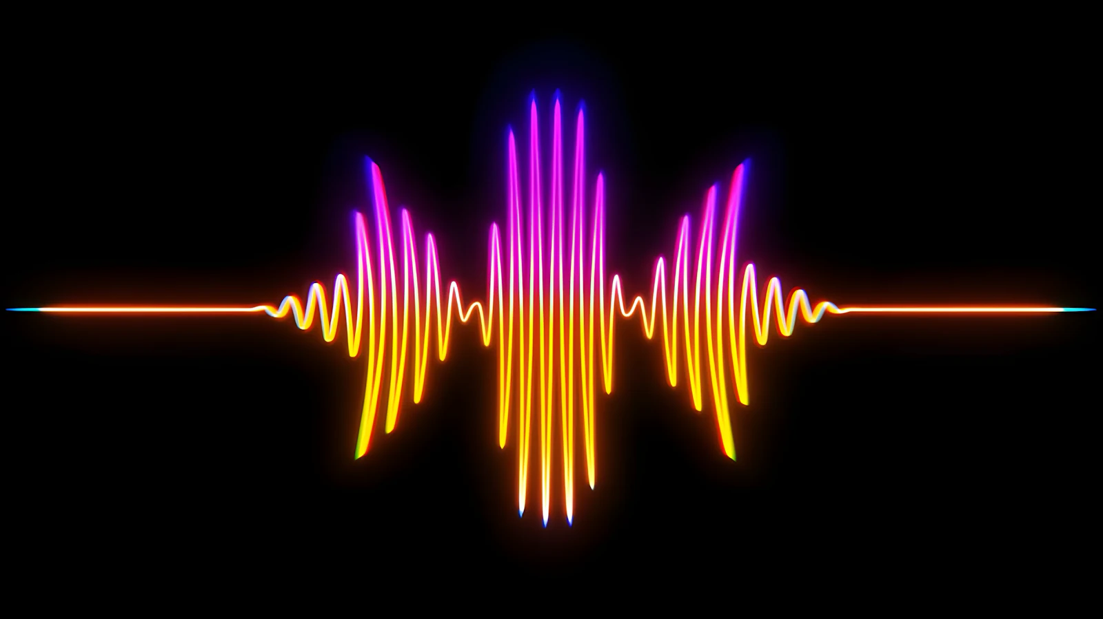 黒い背景に色つきの音の波形