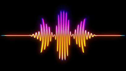 A colorful sound wave on a black background