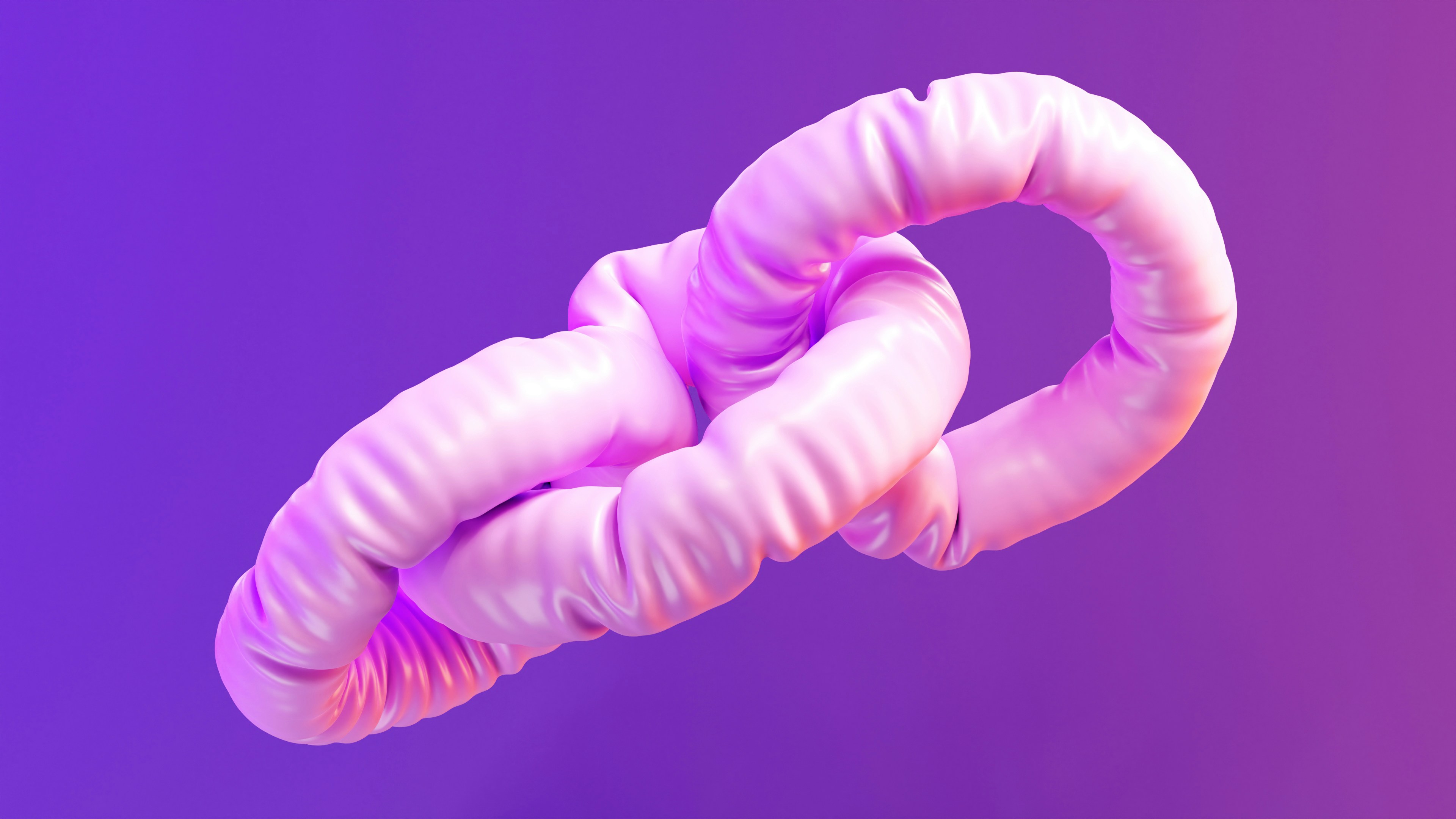 A pink object is in the air on a purple background