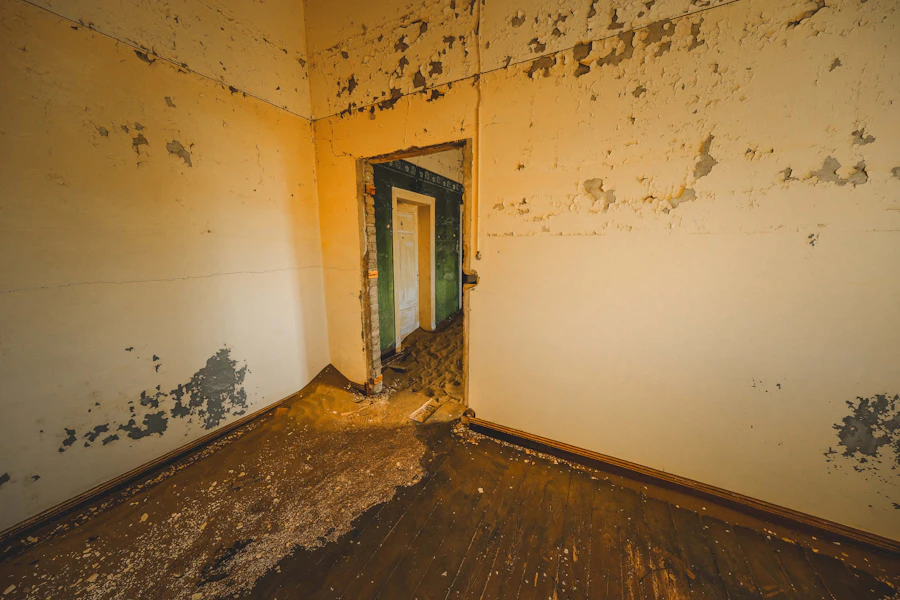 Visible mold and moisture damage on an interior wall