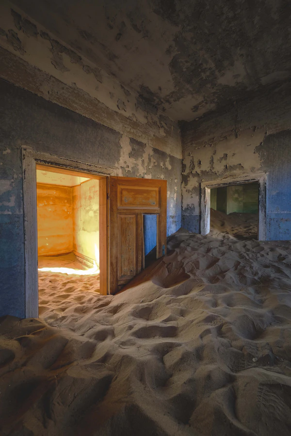 Sand filling abandoned rooms at Kolmanskop