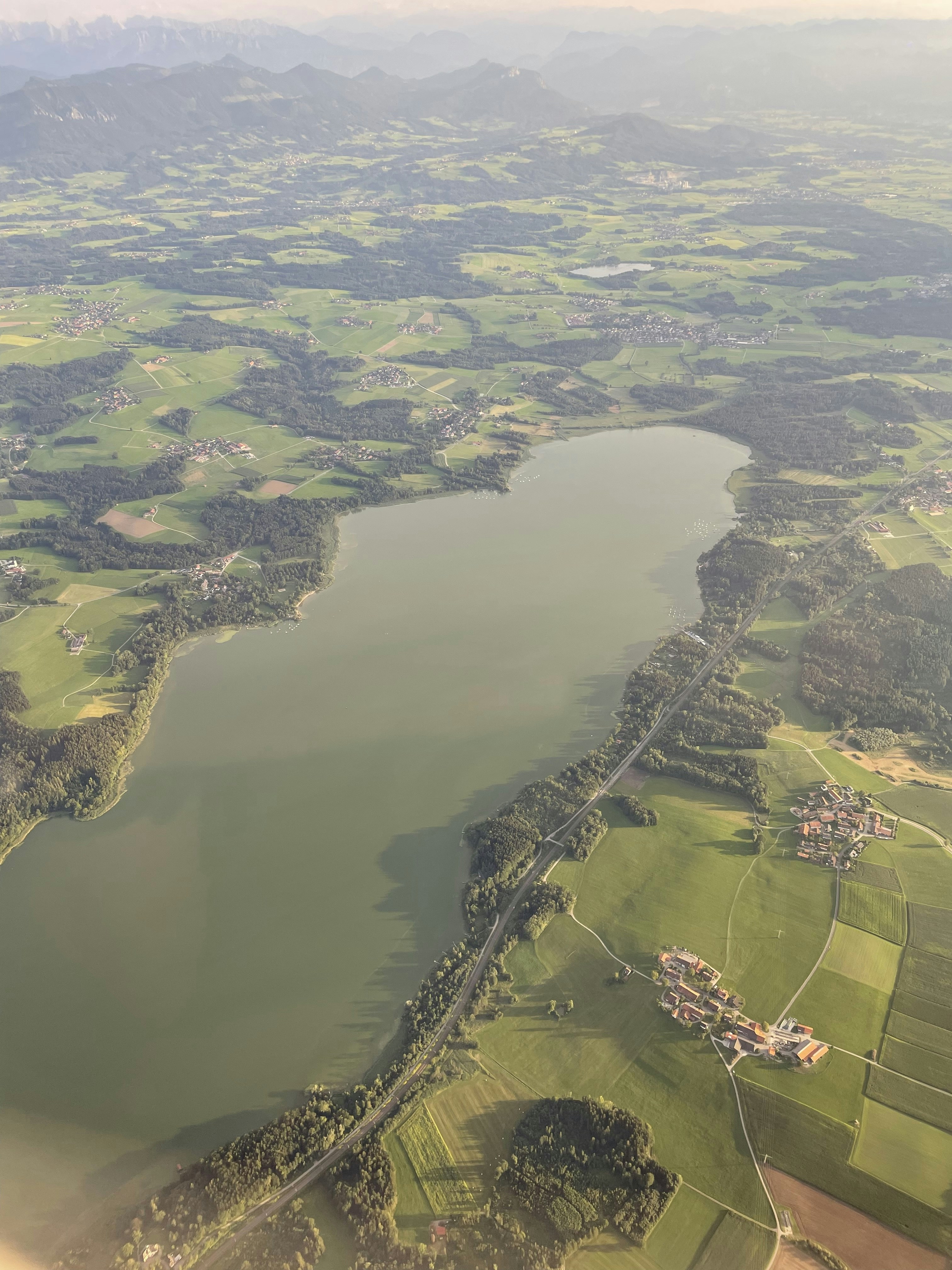 Aerial view of Srinagar city with Dal Lake and Zabarwan mountains in background