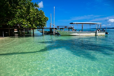 A couple of boats that are sitting in the water