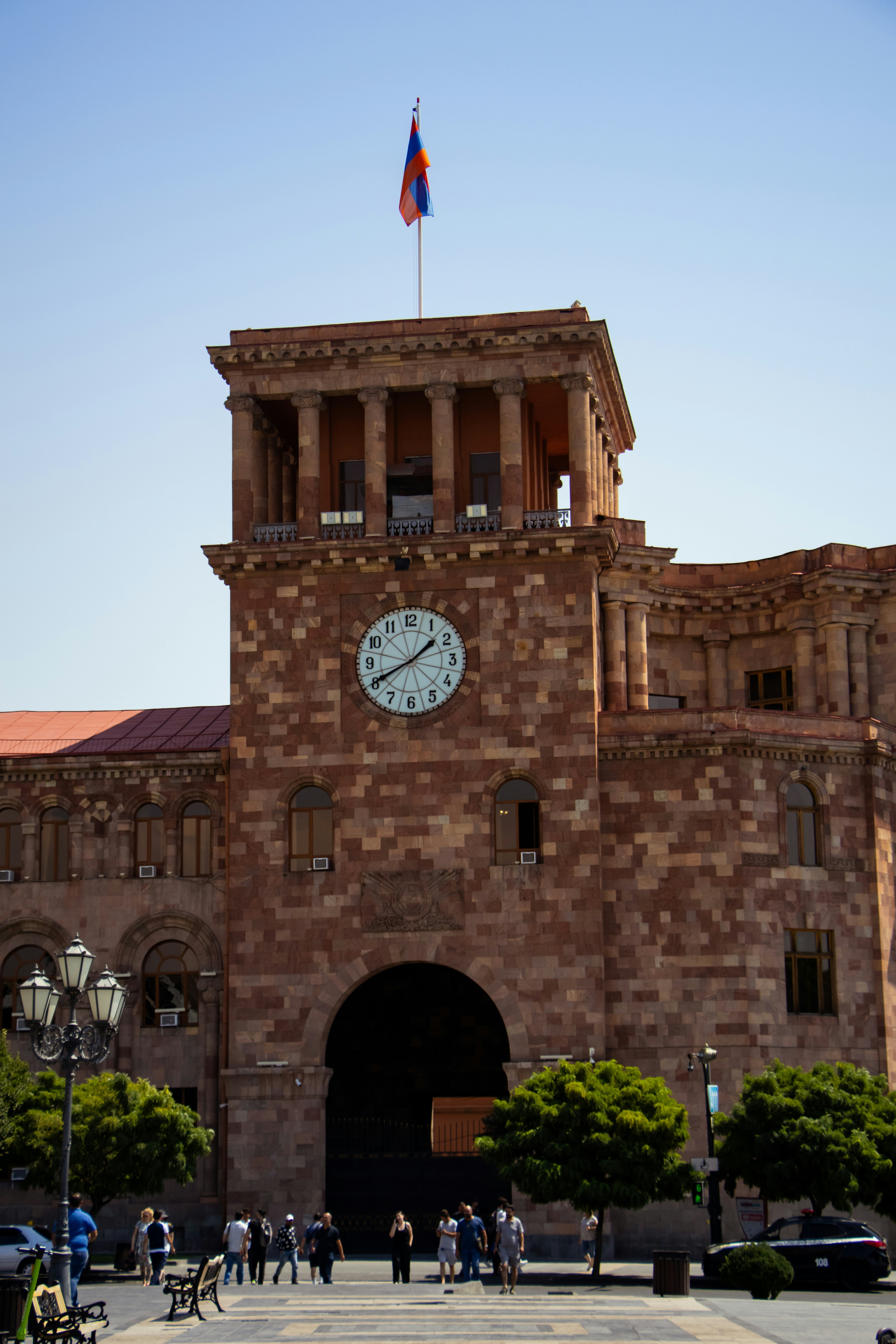 A large brick building with a clock tower