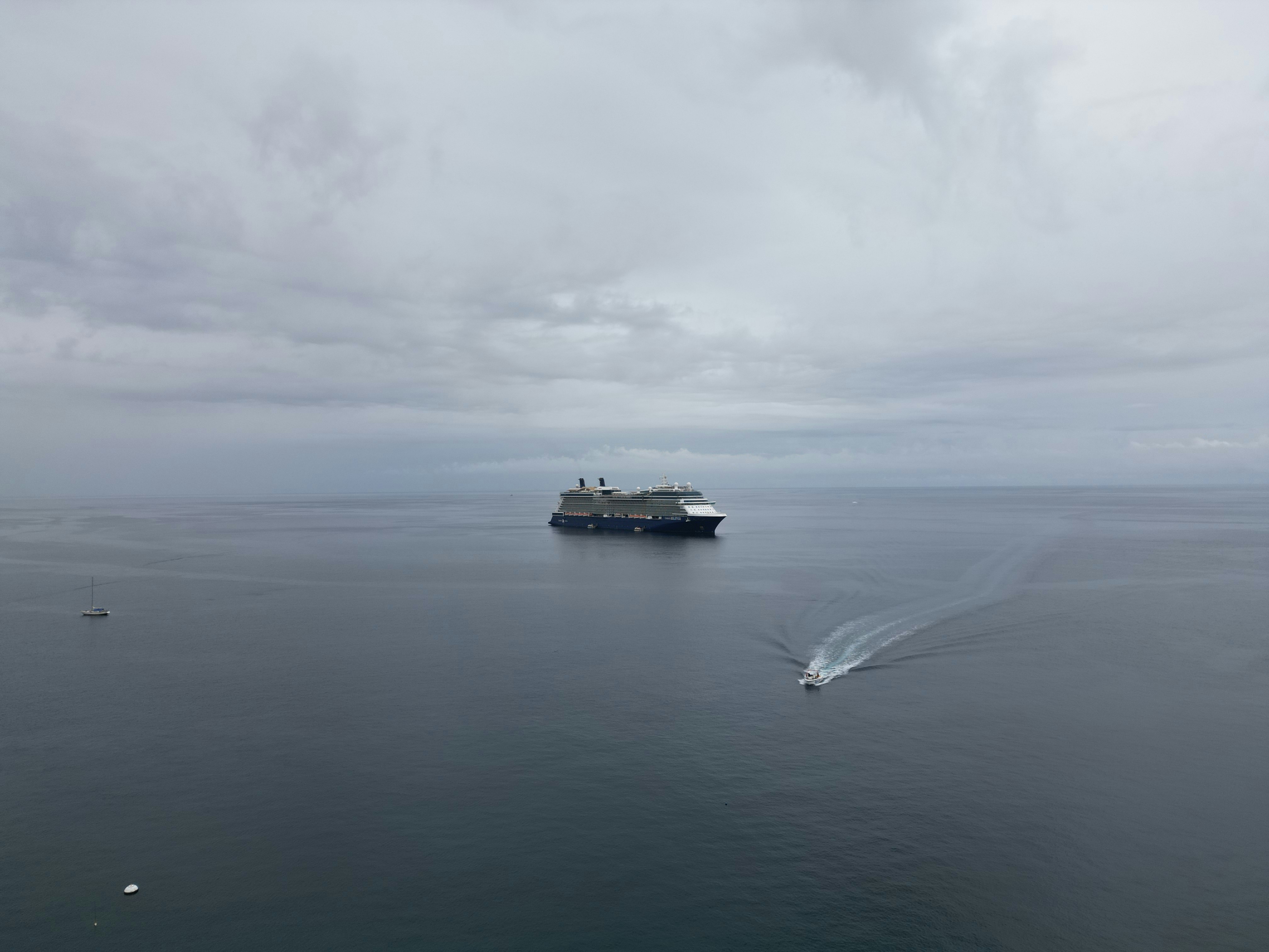 A large ship in the middle of the ocean
