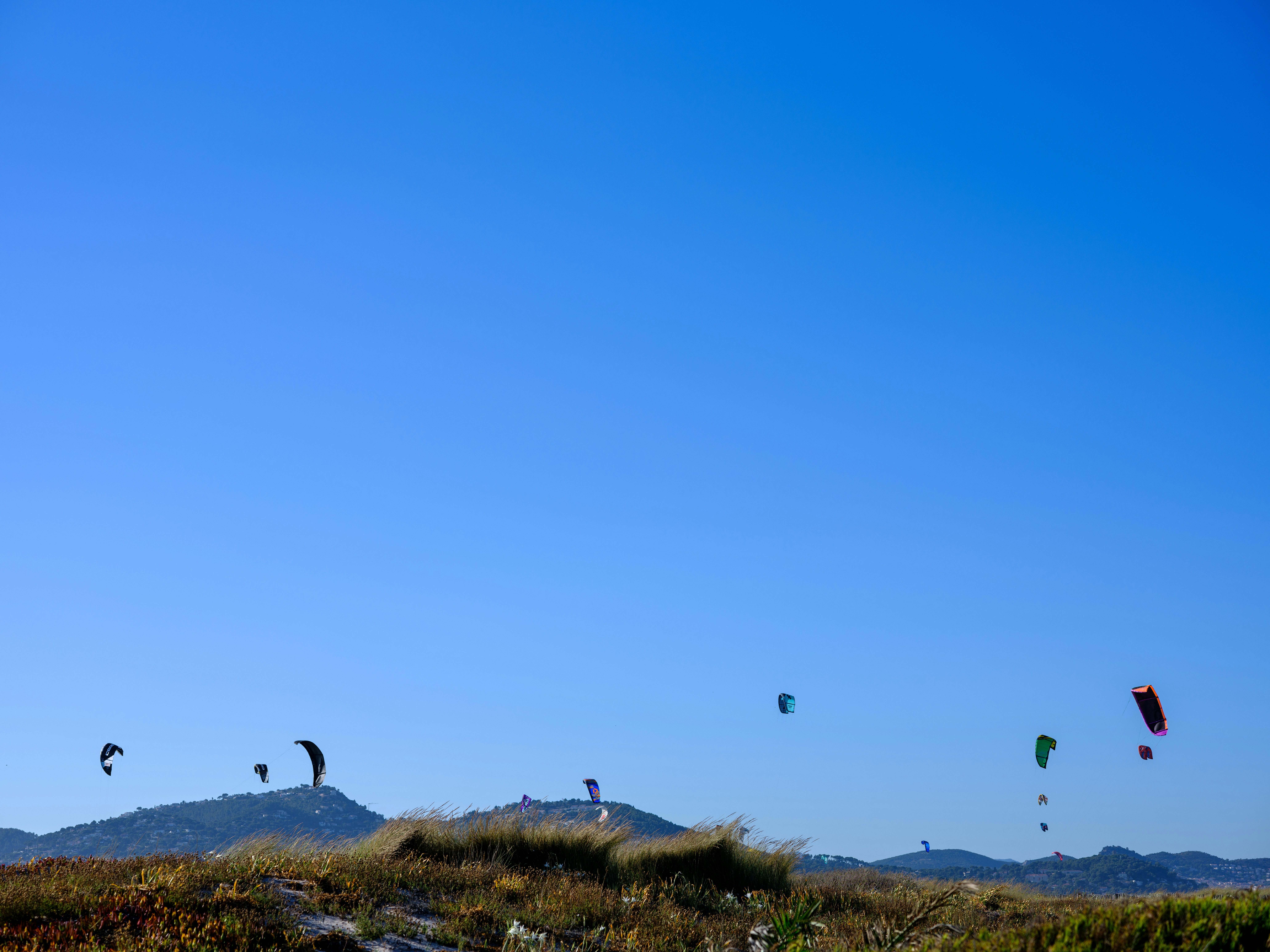 Un grupo de personas volando cometas en un campo