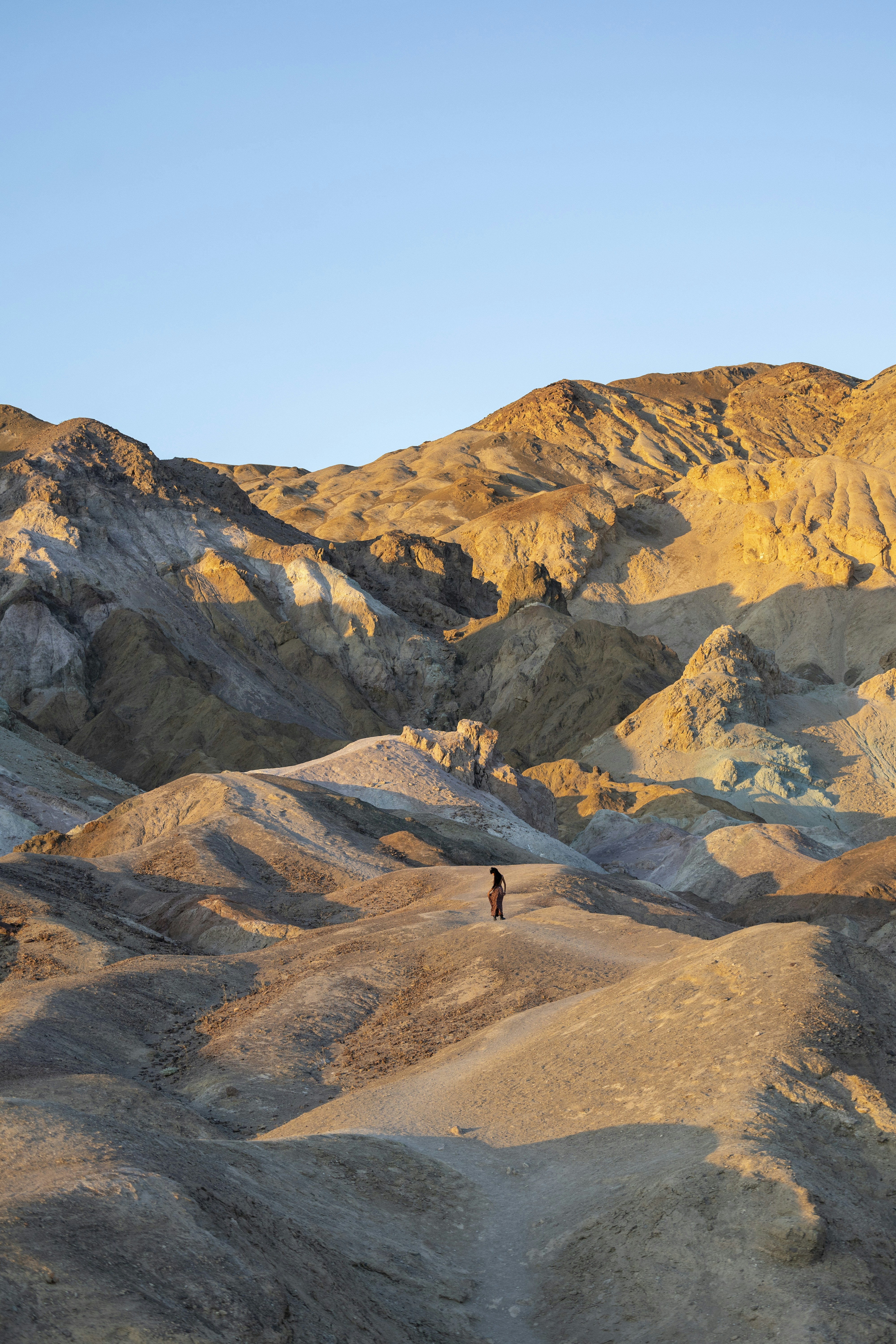 A person standing in the middle of a desert