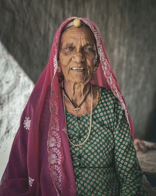 Elderly Indian woman in a sari