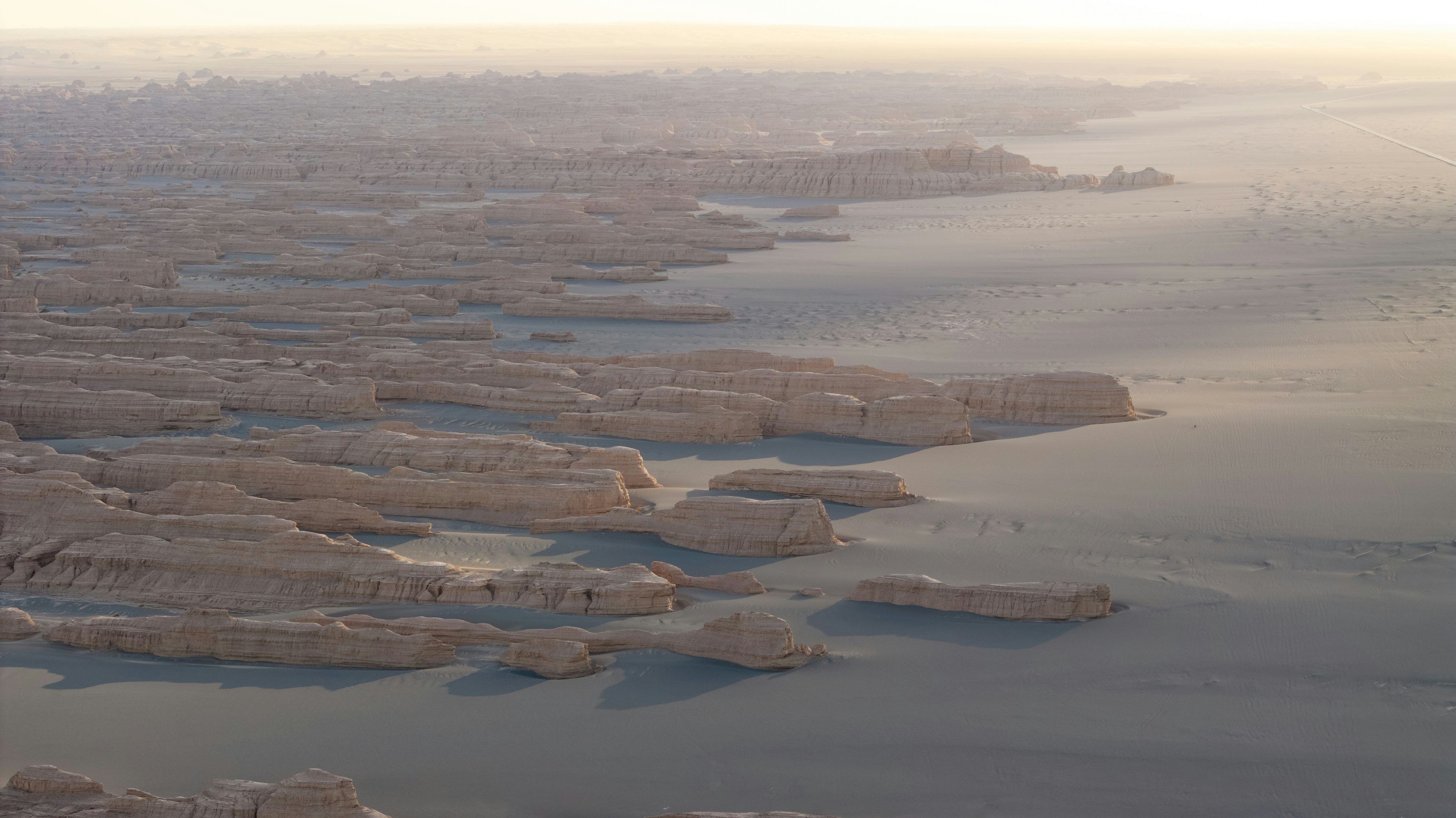 An aerial view of a large body of water