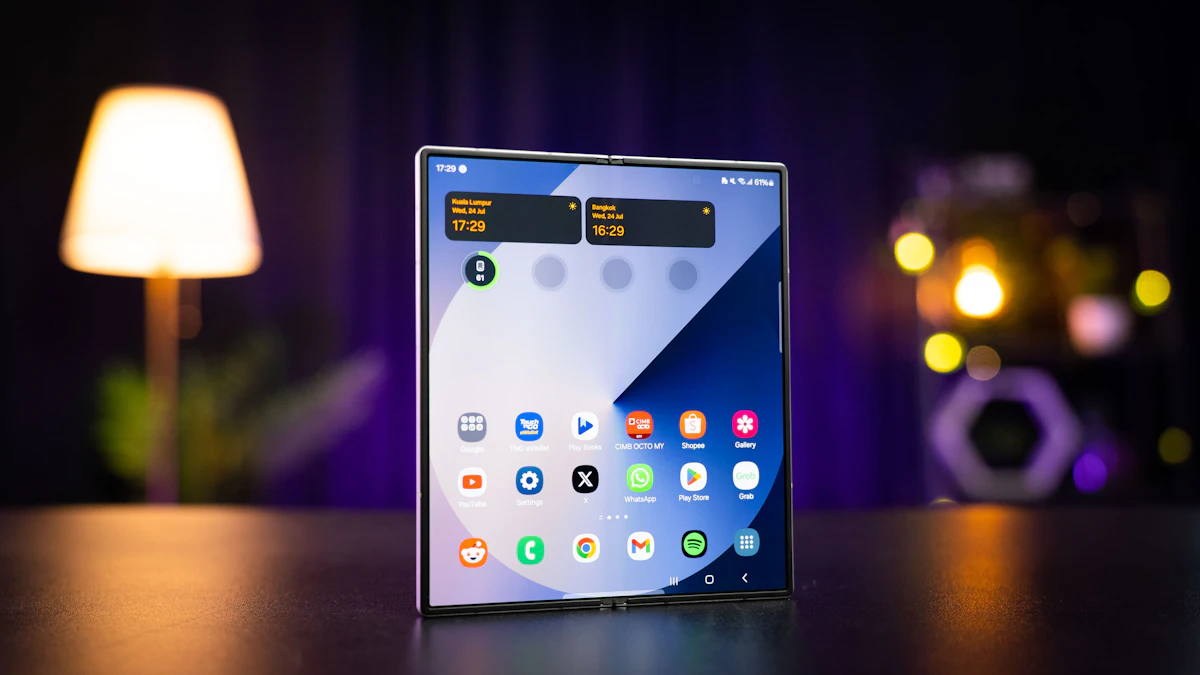 Samsung Galaxy Z Fold foldable smartphone open on a table