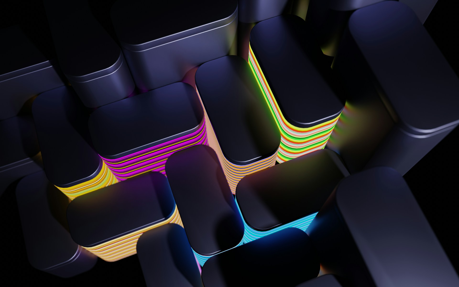 A computer keyboard with a multicolored design on it