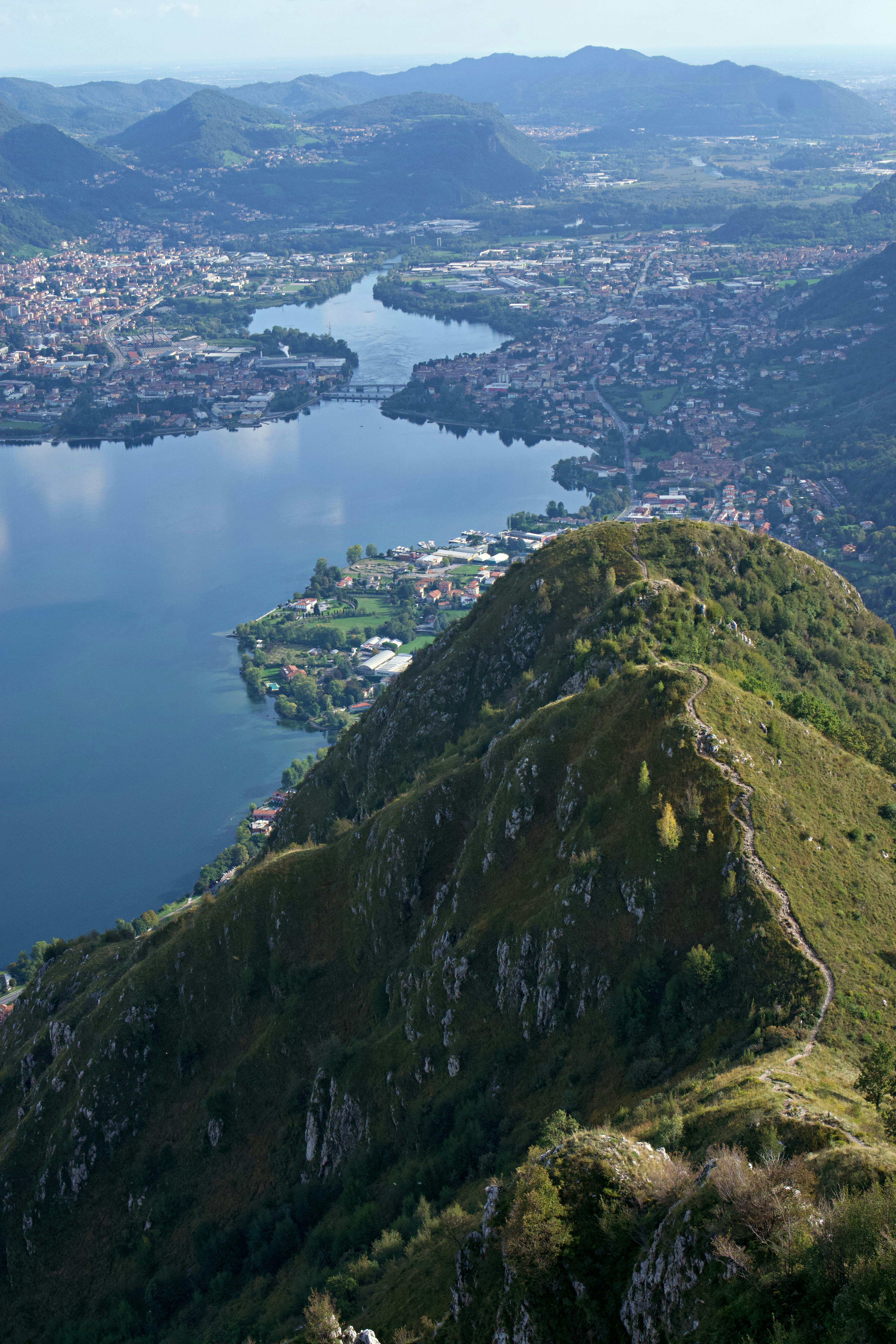 A large body of water surrounded by mountains