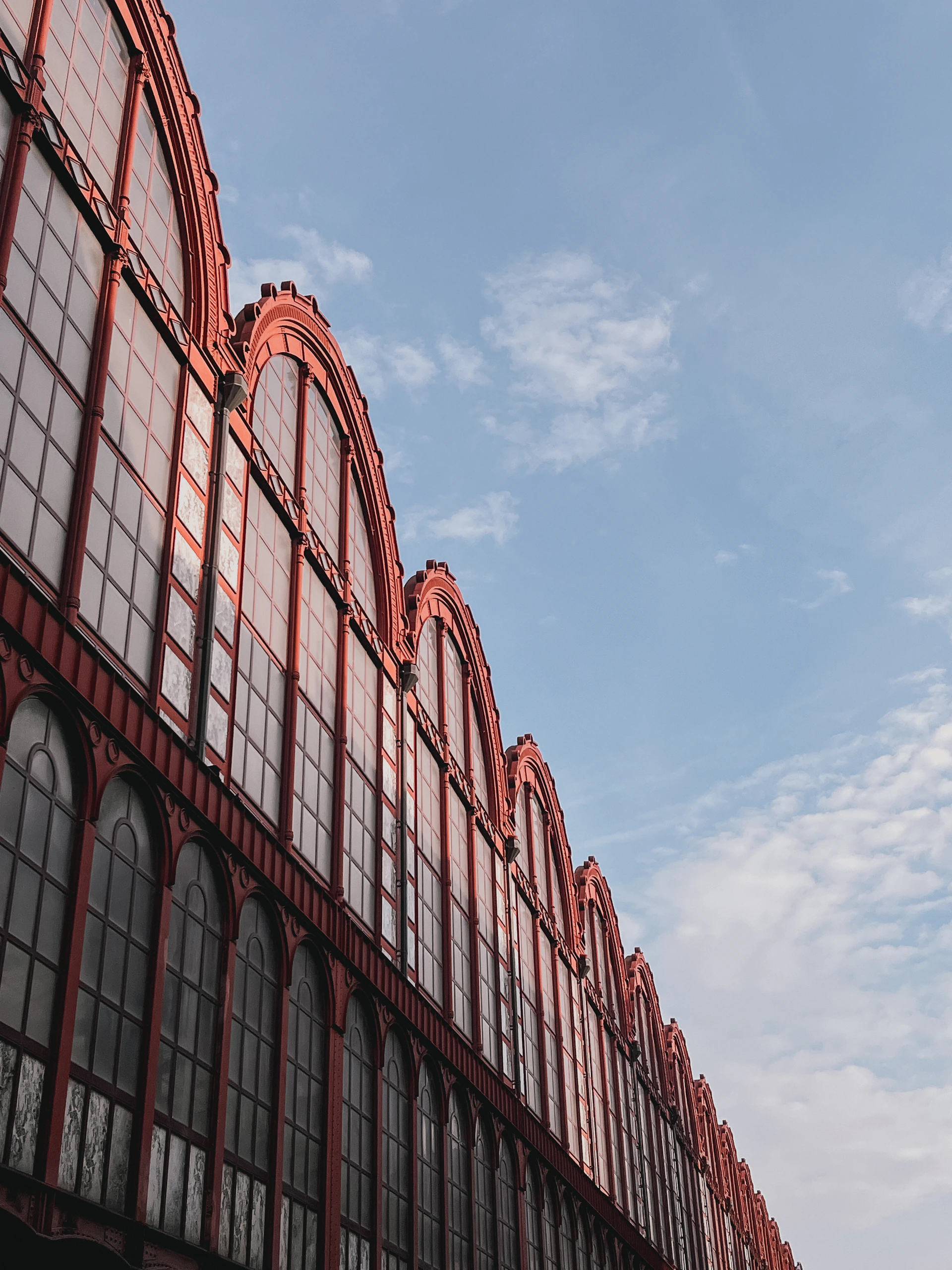 A row of windows on the side of a building