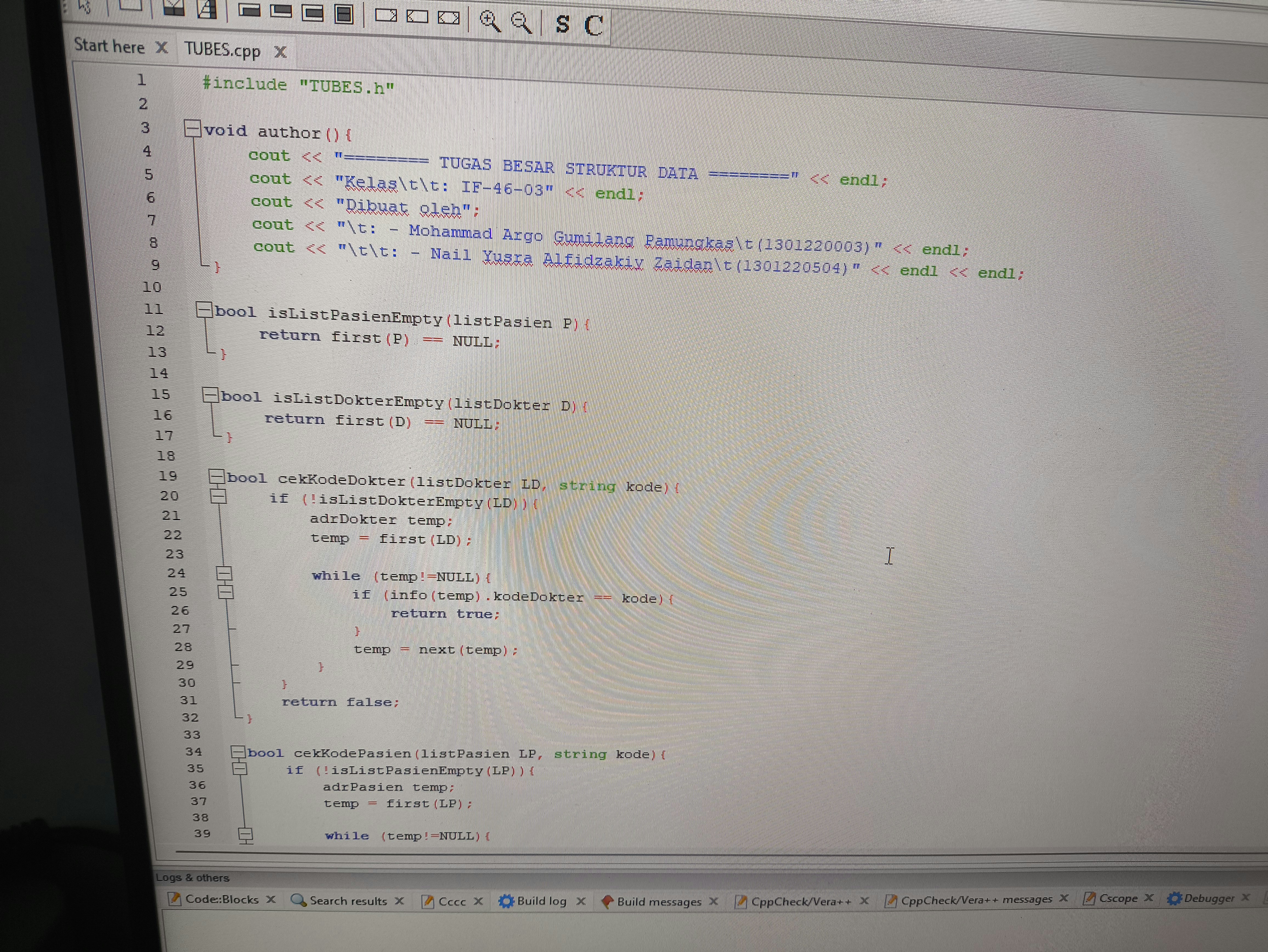 Programming code on computer screen showing C Language, Java, and C++ development