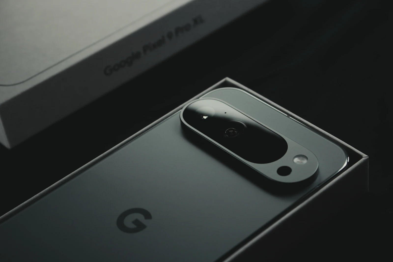 A Google Pixel phone resting in its box