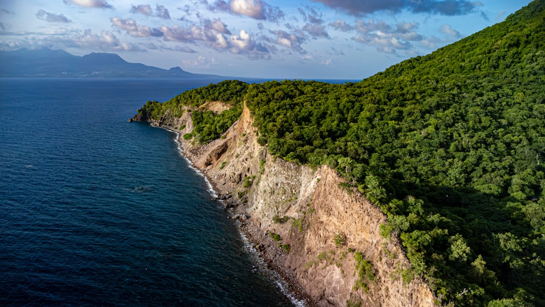 An aerial view of a large body of water,