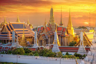 A large building with many spires on top of it