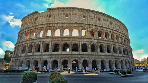 A very large building with a sky in the background