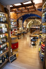 A wine shop with lots of bottles of wine