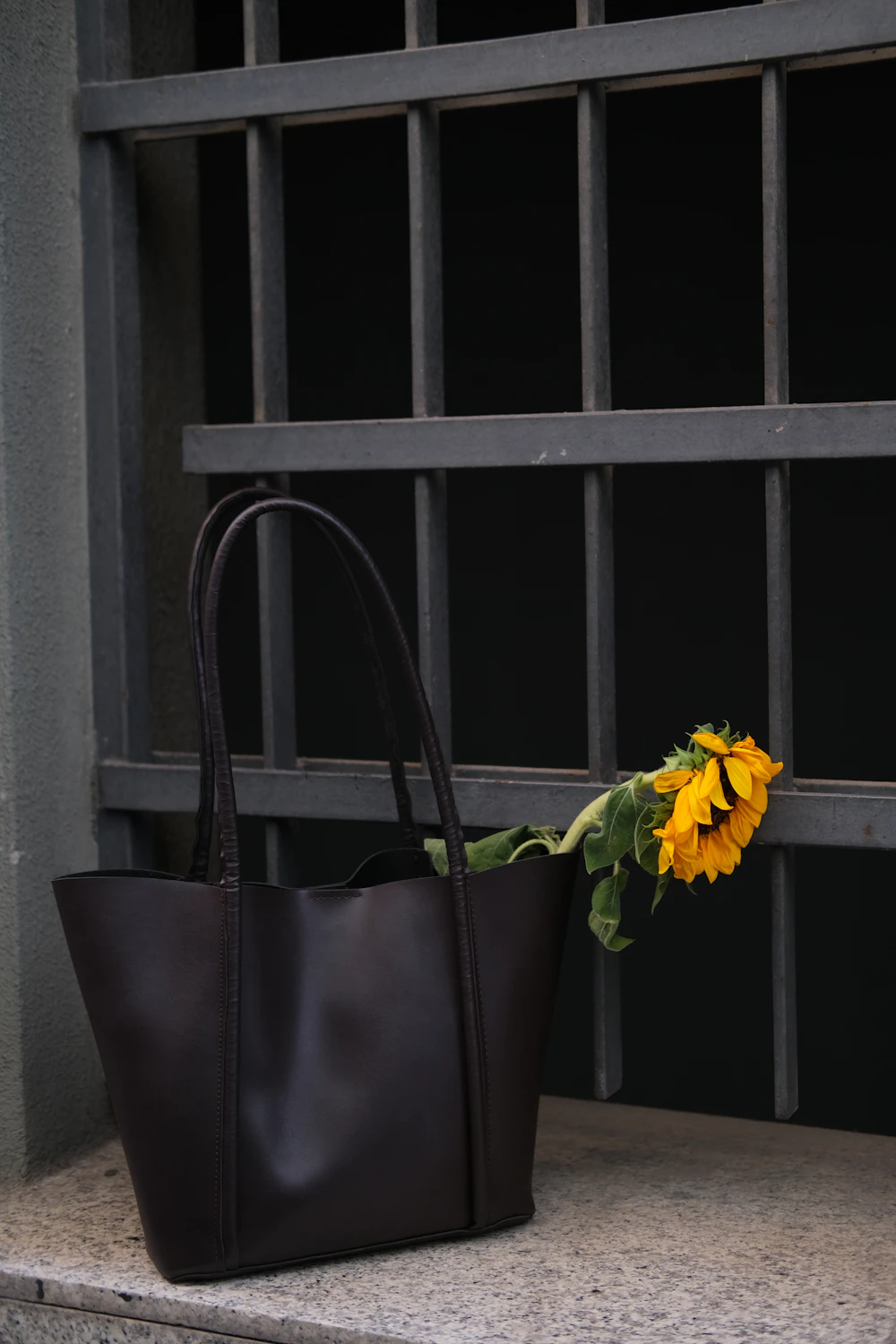 Black Leather Tote Bag