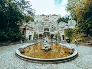 A fountain in the middle of a park