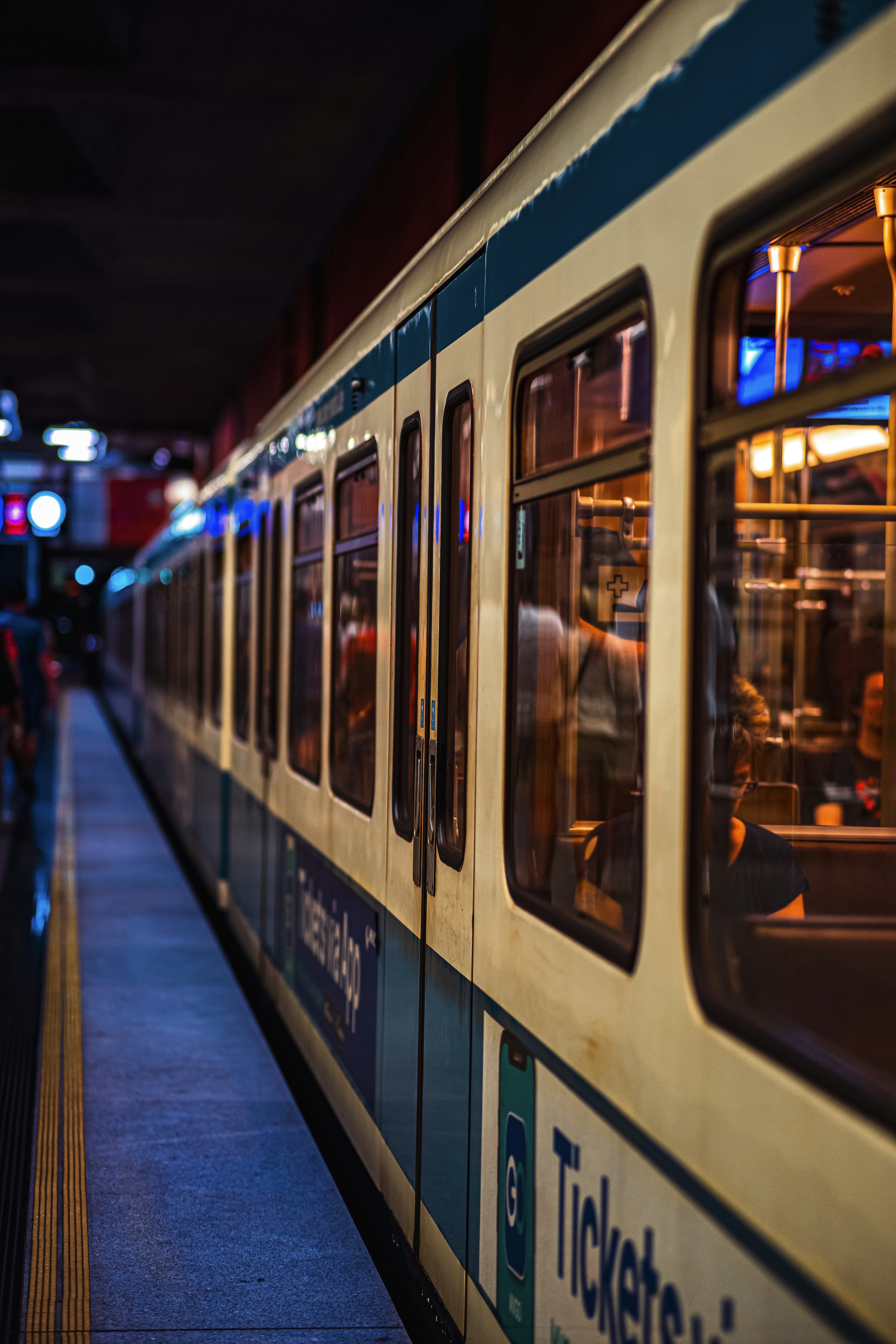 A train is stopped at a train station