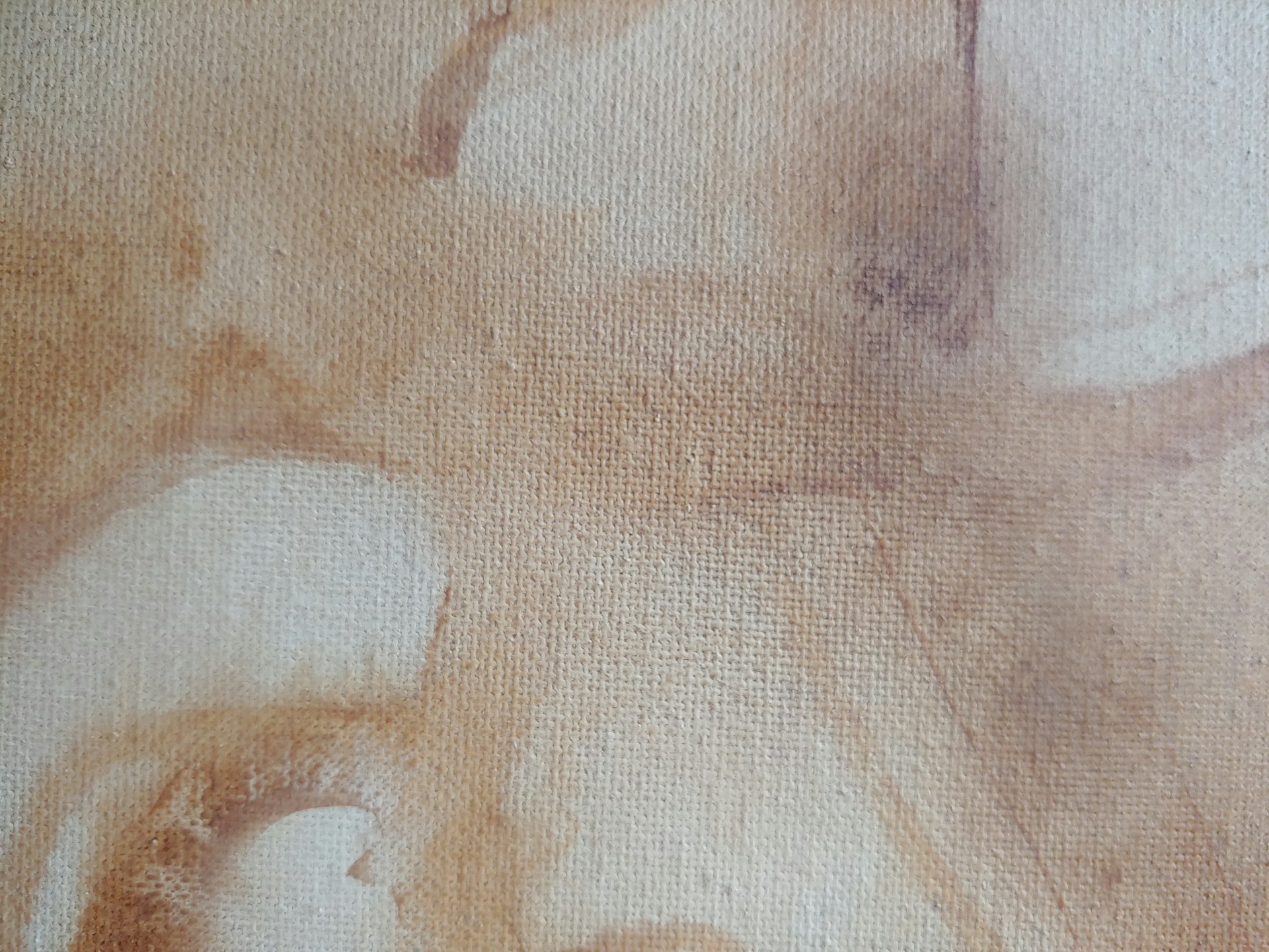 A close up of a painting of a person with a hat