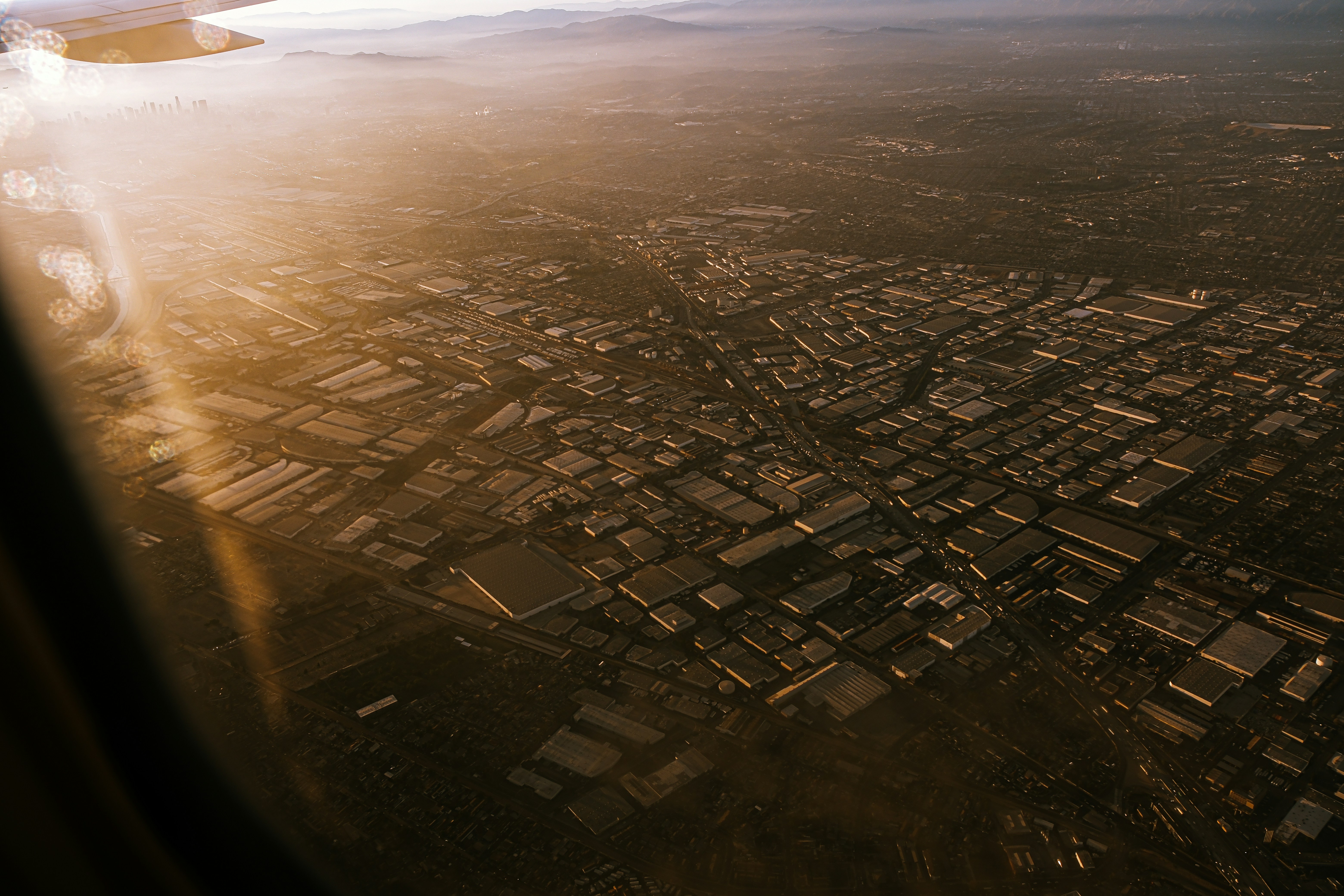 A view of a city from an airplane window