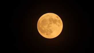 A full moon is seen in the dark sky