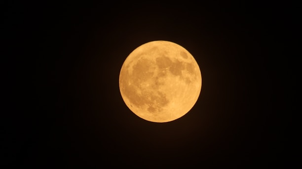 A full moon is seen in the dark sky