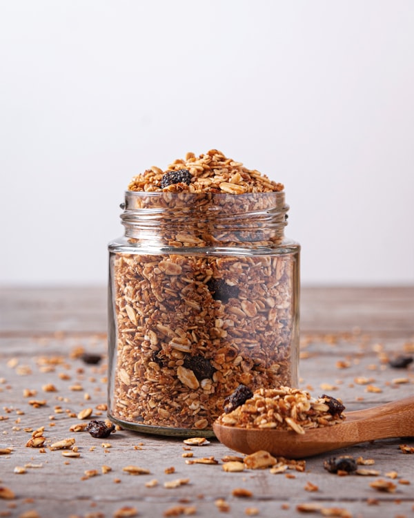 Jar of honey oat granola