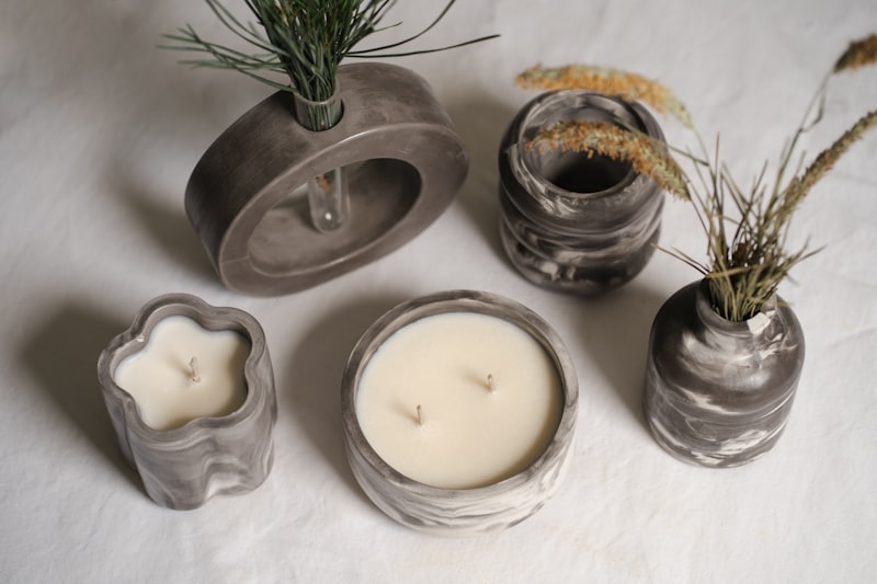 Ceramic vase and candleholders