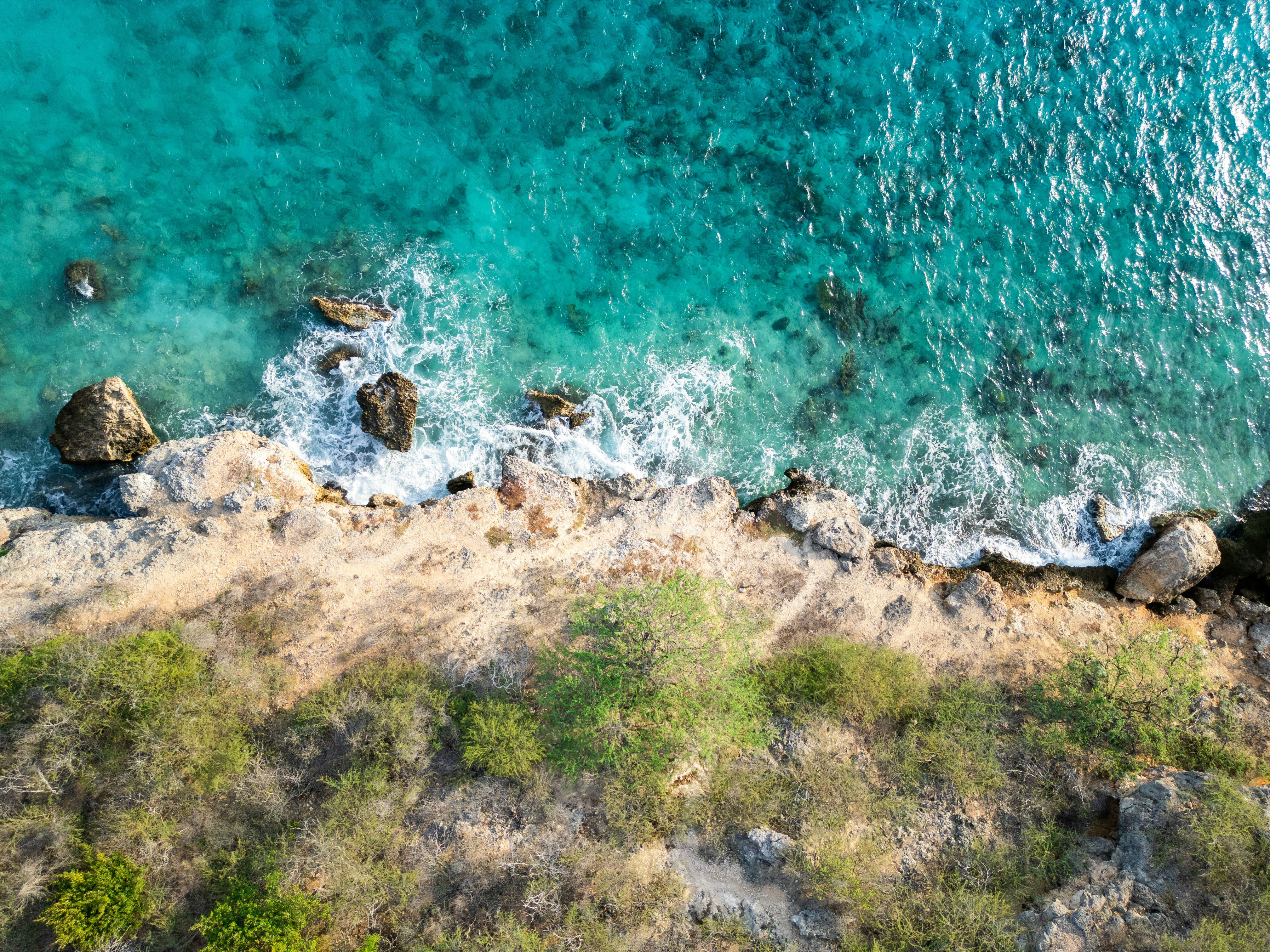 Aerial view of coastal turquoise water