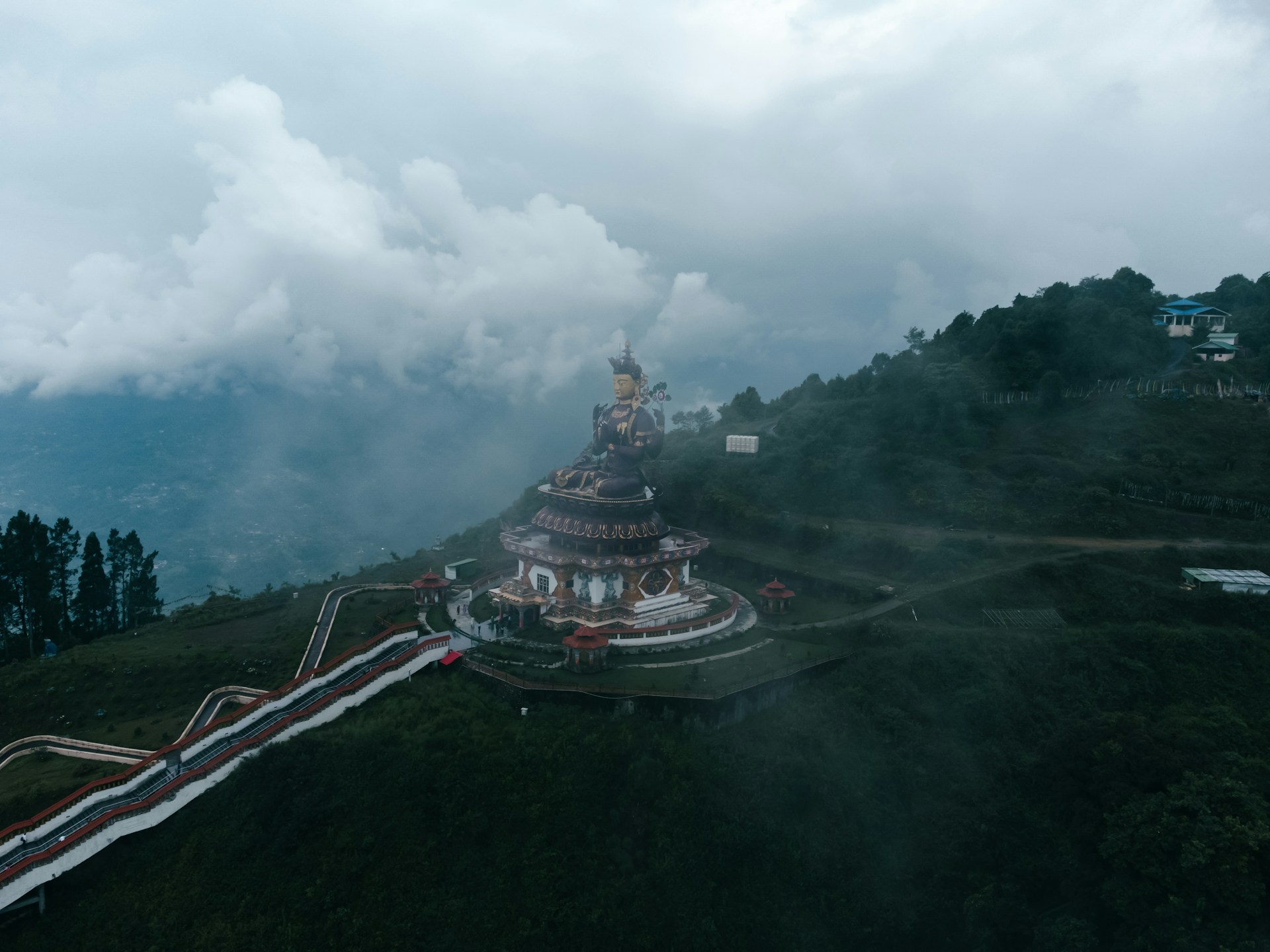 A large building on top of a hill