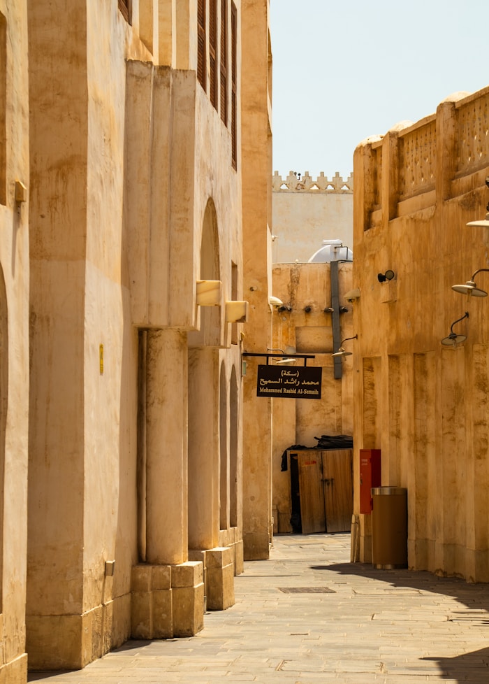 Narrow heritage alleyway in Al Fahidi Historic District, Old Dubai