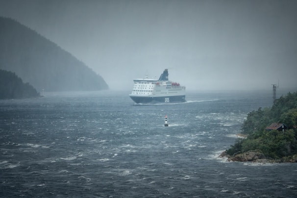 A large cruise ship in the middle of a body of water