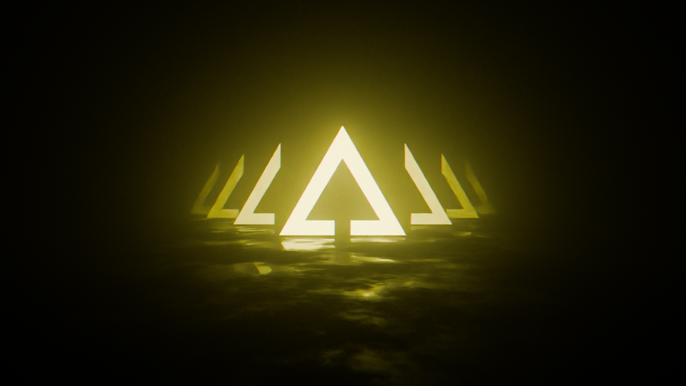 A picture of a triangle in the dark