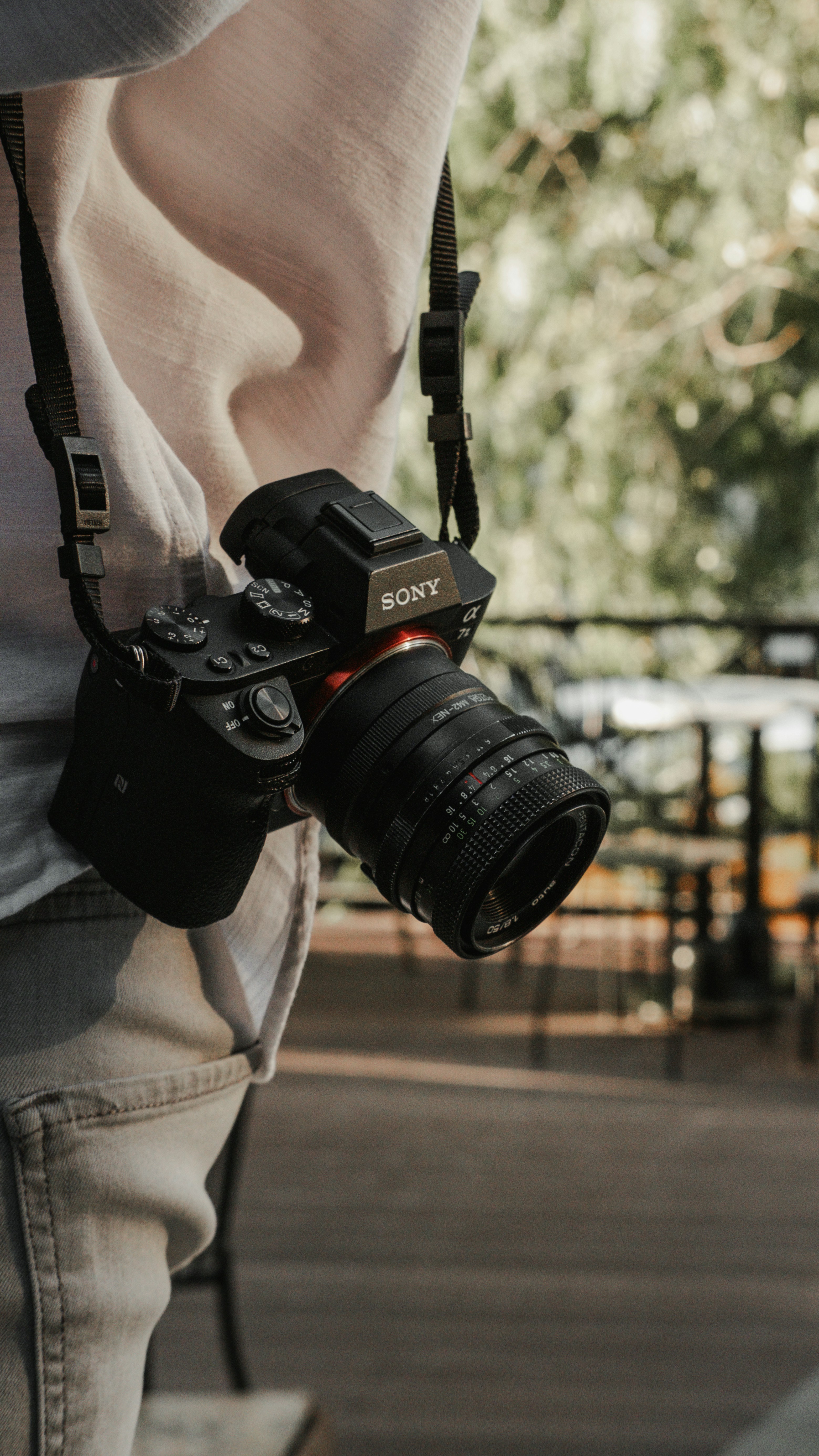 A person holding a camera in their hand