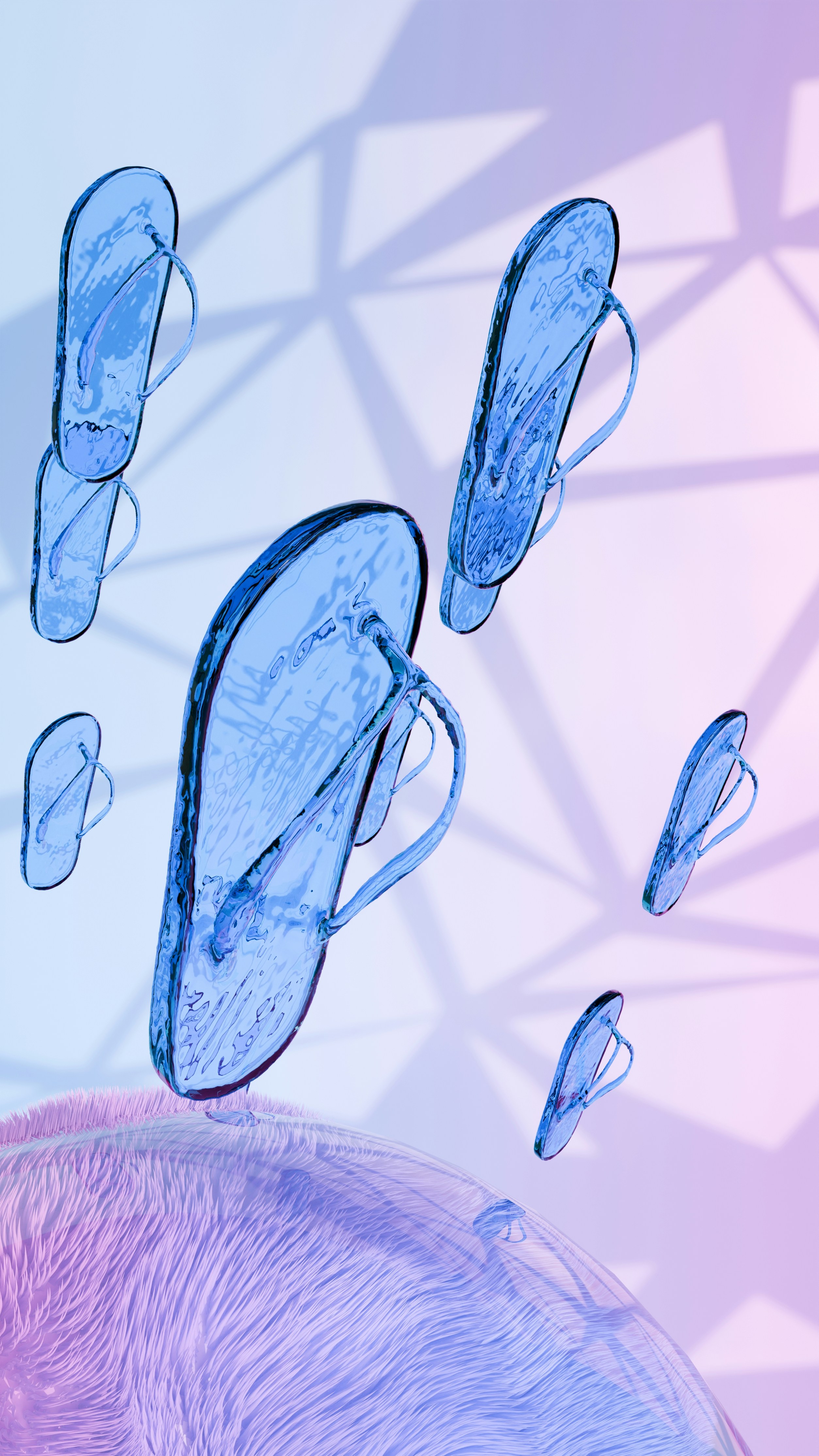 A group of glasses flying through the air