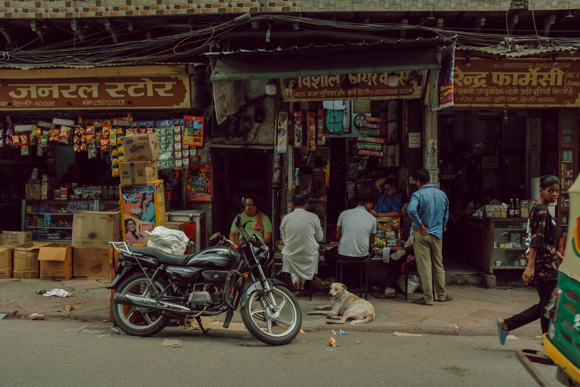 A motorcycle parked on the side of a street