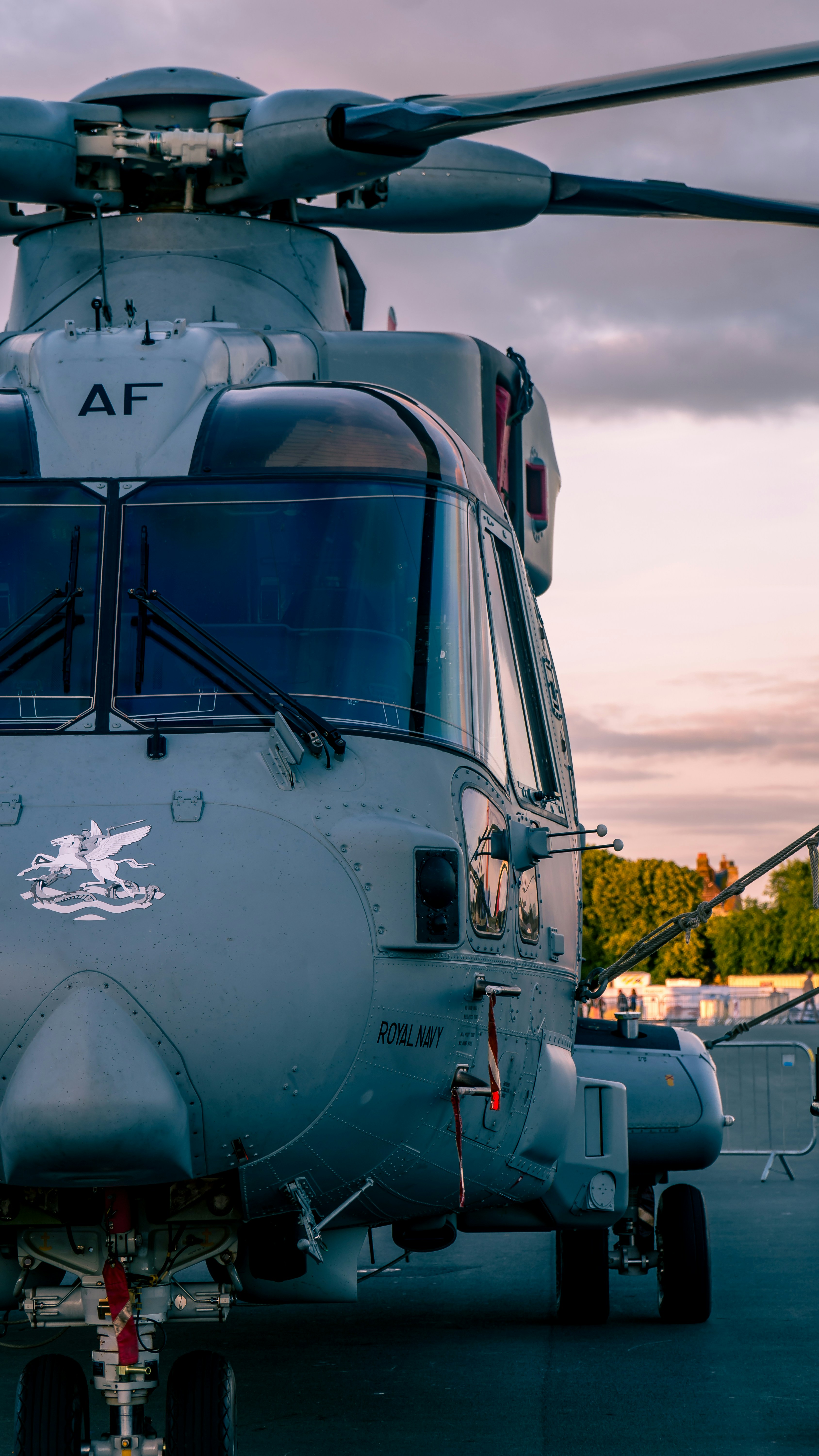 A close up of a helicopter on a runway