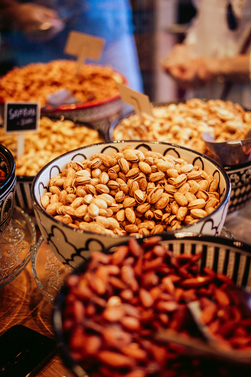Assorted nuts on display